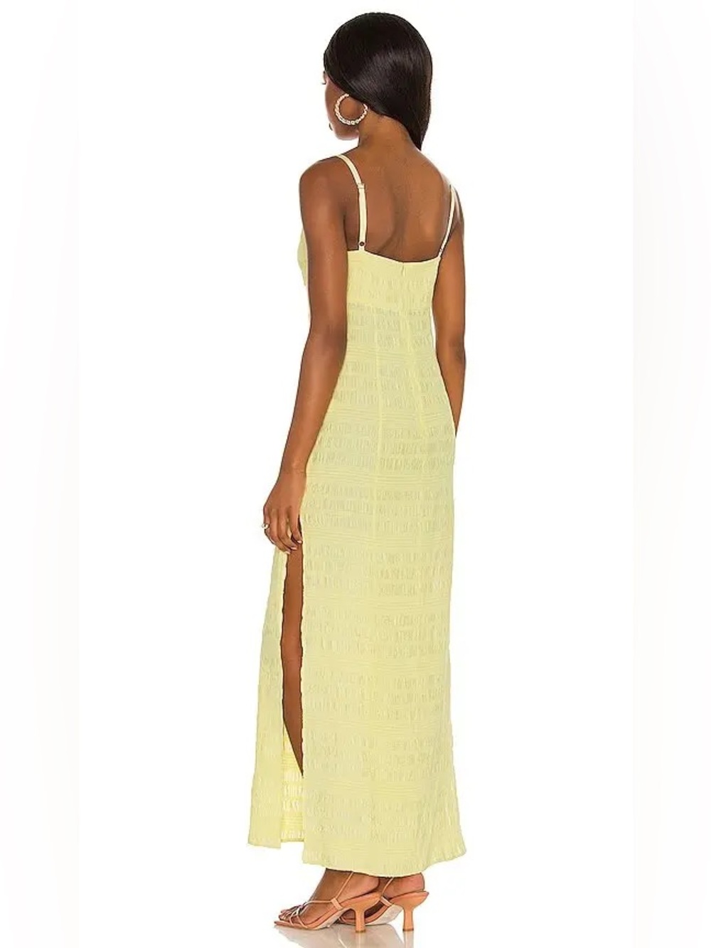 LPA Yellow Slip dress with Front Cutout size small - Picture 10 of 11